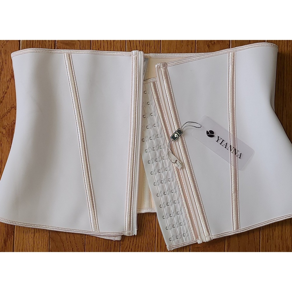 NWT YIANNA Waist Trainer for Women Underbust Latex Sport Girdle Corset 2X Beige